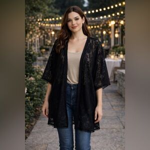 Express Black Lace Kimono Cover Up